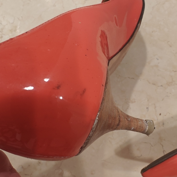 Jimmy Choo Red/Orange Patent Kitten Heels - Size 37 EU (6.5 US) - Picture 12 of 12